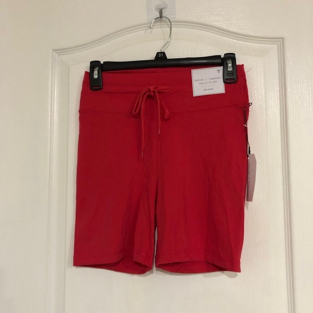 Better Together Pink High Waisted Drawstring Bike Shorts Womens‎ Size Medium NWT